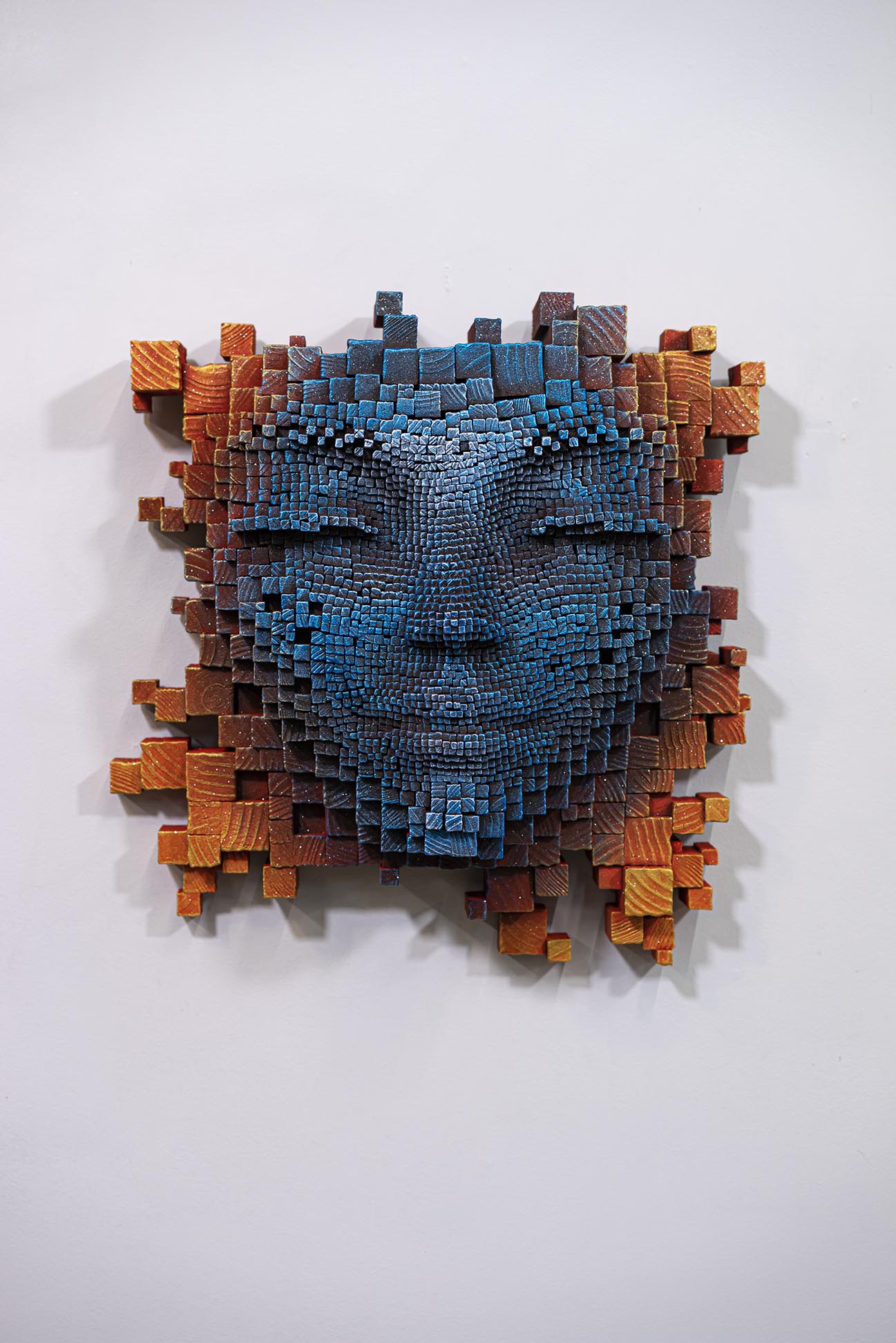 Photo of Mask #170, wood and acrylic sculpture by Gil Bruvel