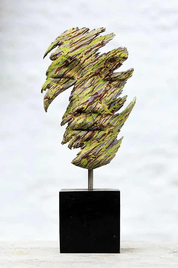 Photo of Faces II Green 2, bronze sculpture by Anton Smit
