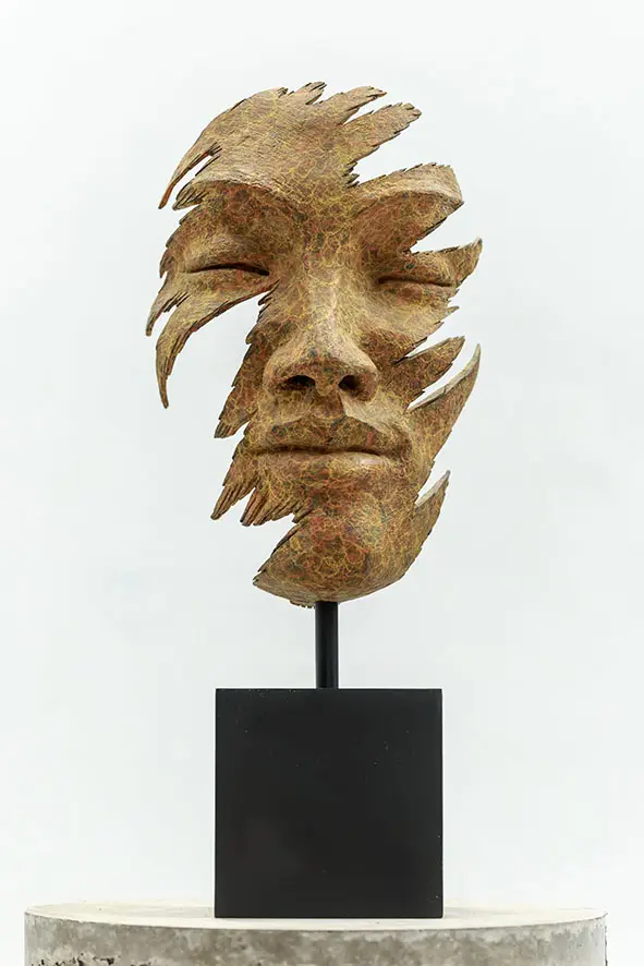 Photo of Faces II Orange, bronze sculpture by Anton Smit