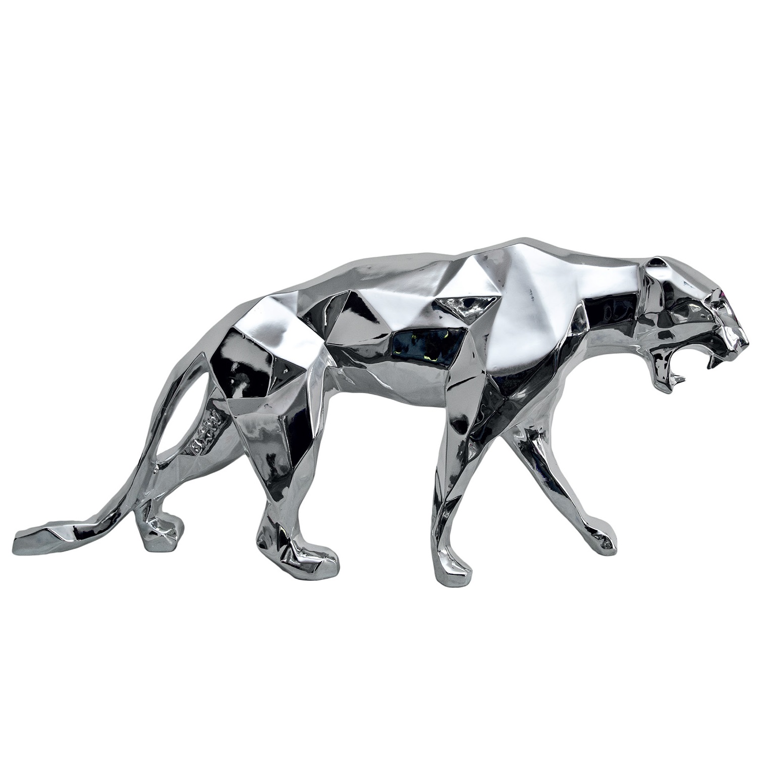 Photo of Panthère argent, scuplture by Richard Orlinski made in silver resin