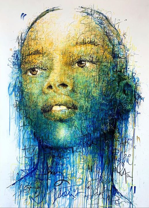 Photo of Jordana, calligraphy on canvas by ATAN