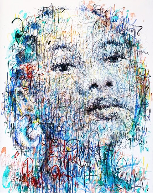 Photo of Rainbow, calligraphy on canvas by ATAN